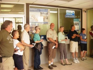 Our March 2012 28 Day Tour waits to process their FMMs