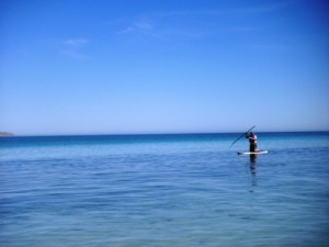 George was eager to try the SUP at Tecolote