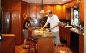 Dinner for the dogs at Terry & Lee's