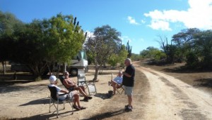 The guys enjoyed a morning chinwag at Rancho Verde