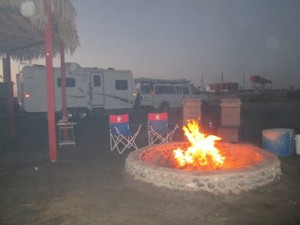 We had a slow driving day;  lots of traffic and slow moving semi's on the highway. We camped at Fidel's El Pabillon in Lazarro Cardenas. Warm breezy weather was great for walking on the beach, collecting shells and relaxing outside in a comfy chair.  Later on we had a bonfire and hot dog roast. We met a couple of other RV'sers who are heading north; swapped stories and enjoyed a few laughs.  
