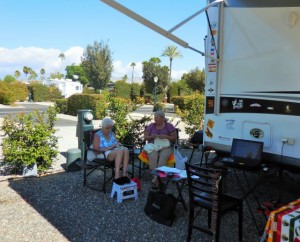 Knitting in the shade