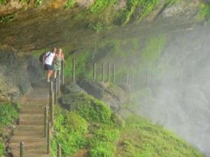 In behind Misol-Ha falls