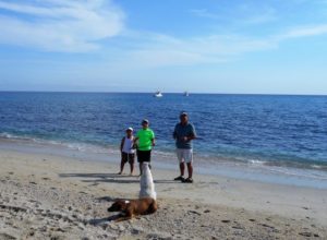 Jorge and his two (2) sons fishing from the beach at Baja Sunrise, Los Barriles