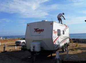 Guerrimo working hard on our Tailer at Baja Sunrise